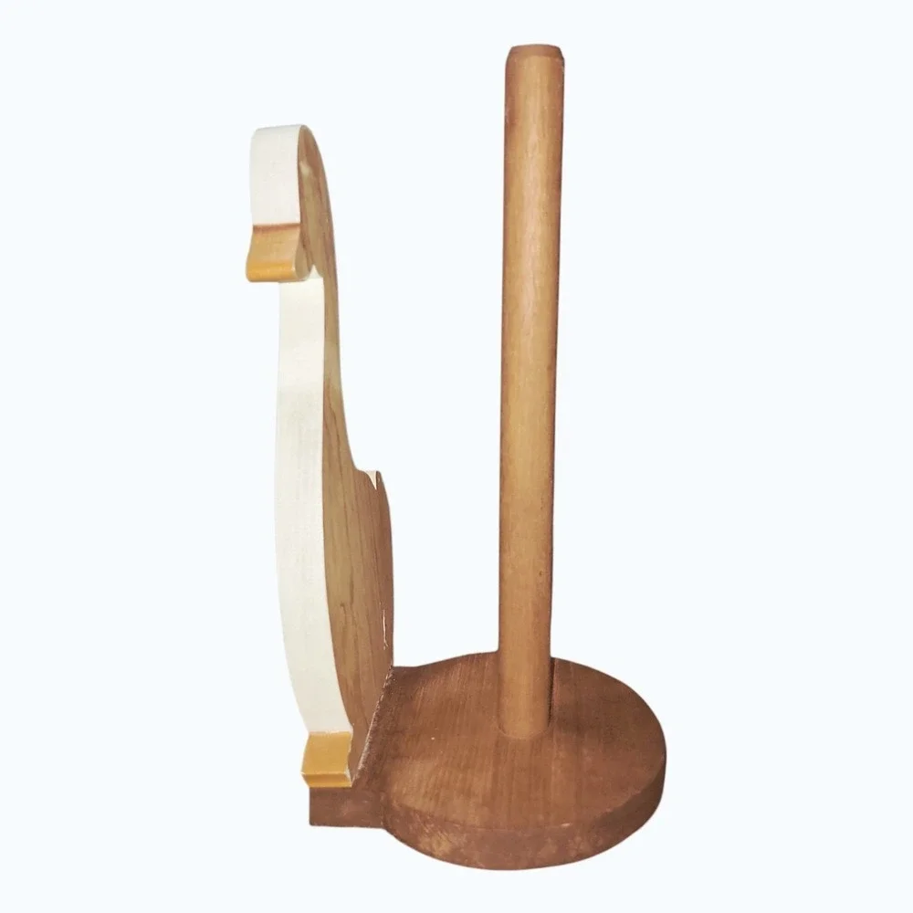 Vintage Wooden Goose Paper Towel Holder Hand Painted Country Farmhouse